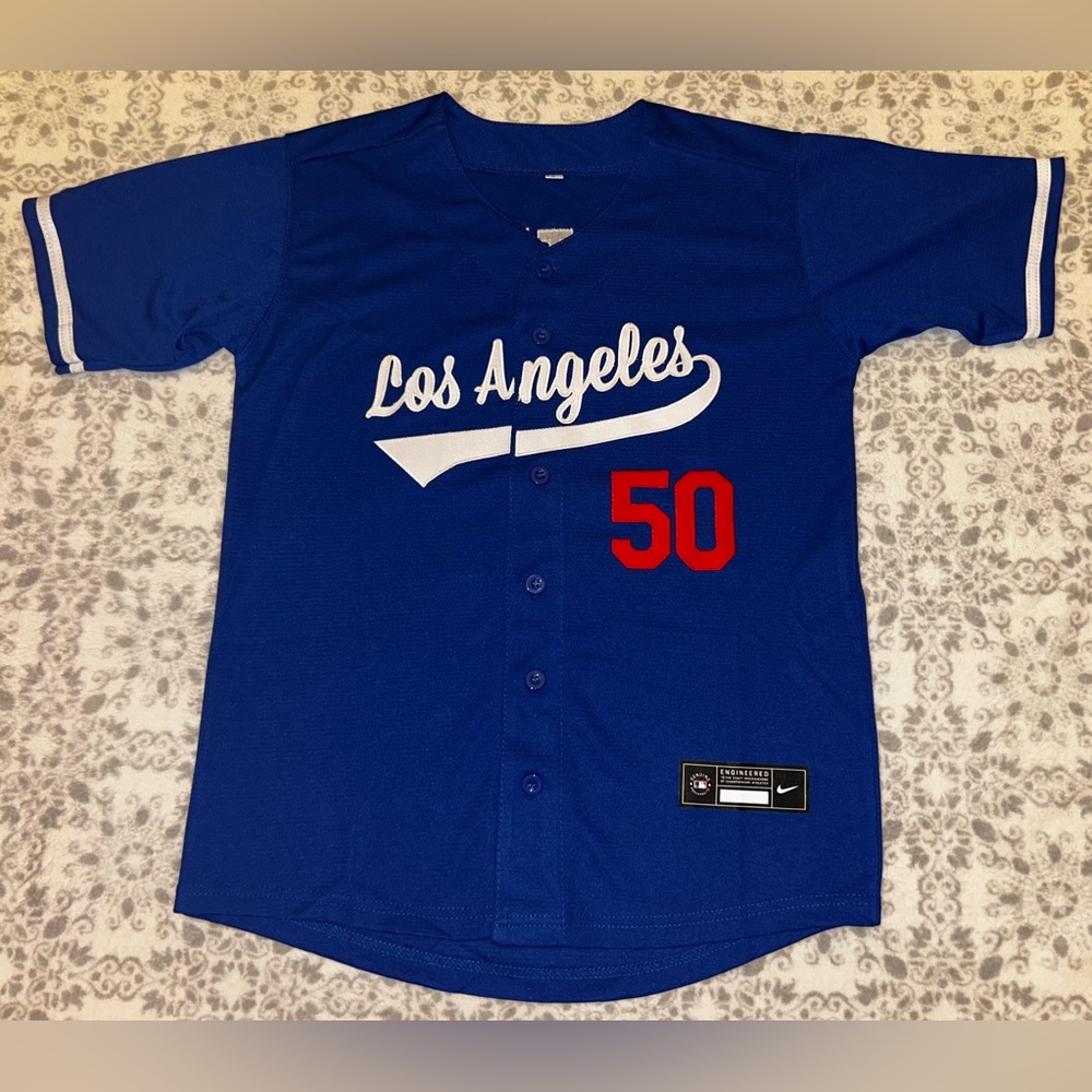 Youth customized Dodgers #50 Mookie Betts size Large stitched Jersey. NWOT